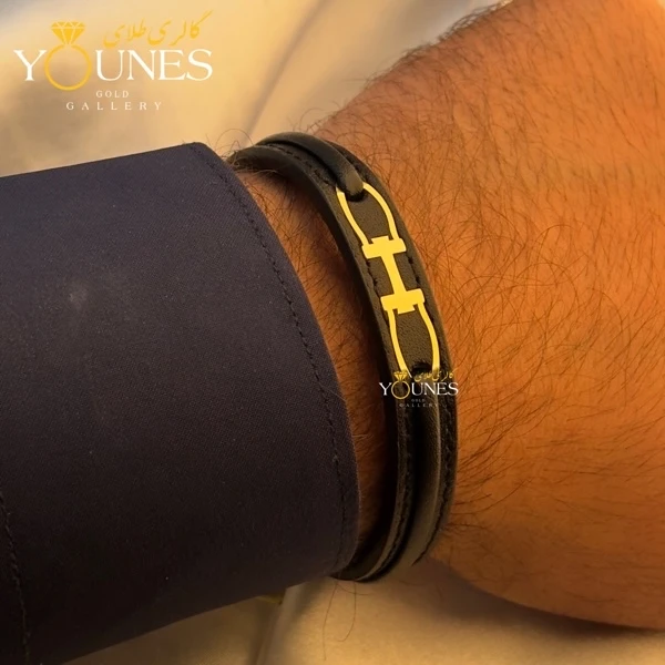 دستبند طلا چرم مردانه L188